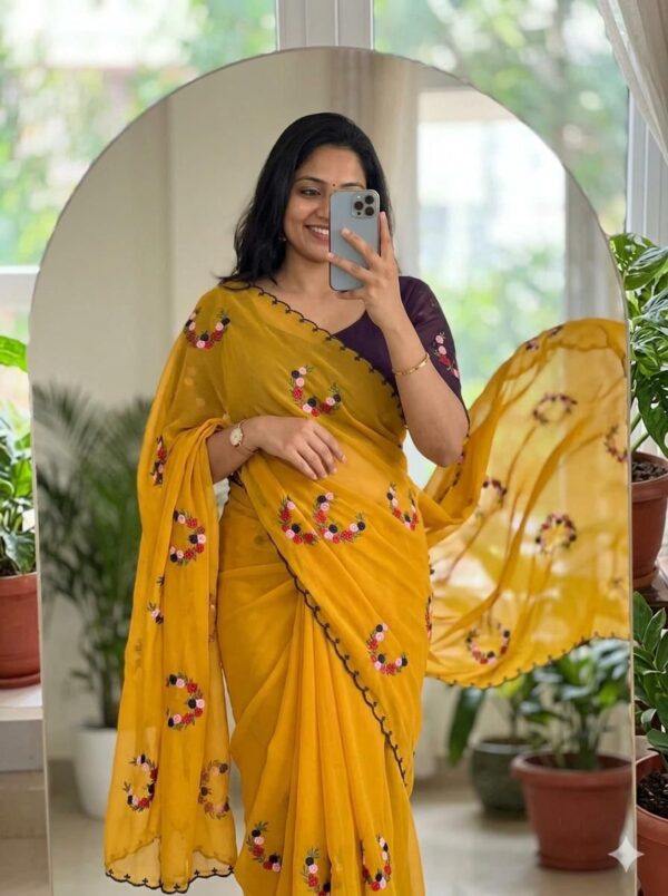 Georgette with embroidery saree