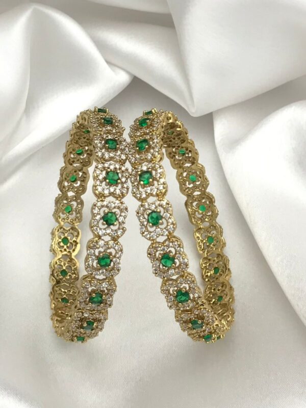Bangles with dark green stones